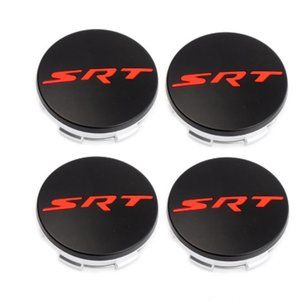 4 Pcs Black Red SRT Wheel Center Caps Dodge Durango Charger Challenger C…